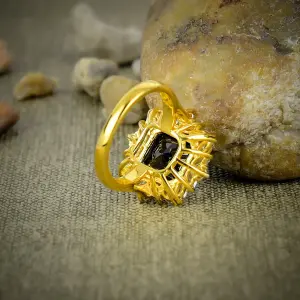 Nakshmart Black Spinel Statement Ring in 925 Sterling Silver