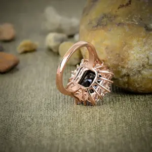 Nakshmart Black Spinel Statement Ring in 925 Sterling Silver