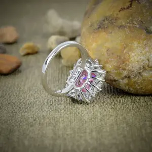 Nakshmart Pink Kunzite Bezel Statement Ring in 925 Silver