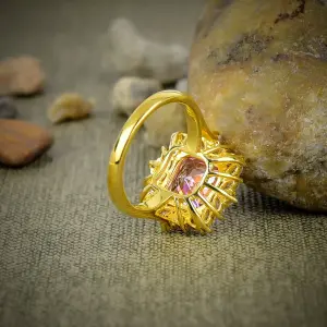 Nakshmart Pink Kunzite Bezel Statement Ring in 925 Sterling Silver
