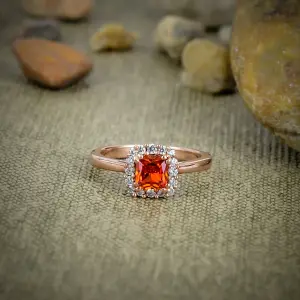 Nakshmart 925 Sterling Silver Bezel Lab Garnet Statement Ring