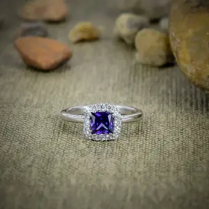Natural Amethyst Statement Ring in 925 Sterling Silver by Nakshmart