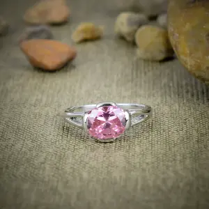 Nakshmart Pink Kunzite 925 Sterling Silver Bezel Statement Ring