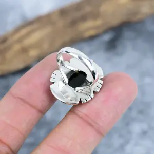 Natural Black Onyx Statement Ring in 925 Sterling Silver