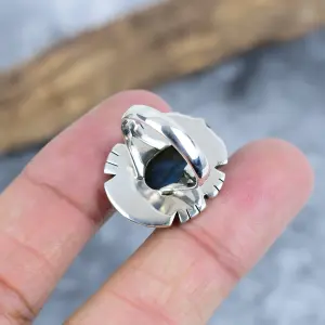 Nakshmart Natural Labradorite 925 Sterling Silver Statement Ring