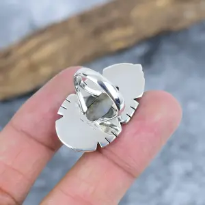 Nakshmart Natural Moonstone 925 Sterling Silver Statement Ring