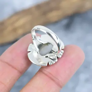 Nakshmart Natural Moonstone 925 Sterling Silver Bezel Statement Ring
