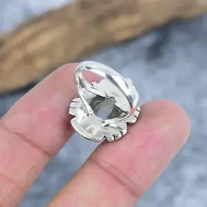 Natural Moonstone Statement Ring in 925 Sterling Silver by Nakshmart