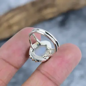 Nakshmart Natural Moonstone Statement Ring 925 Sterling Silver