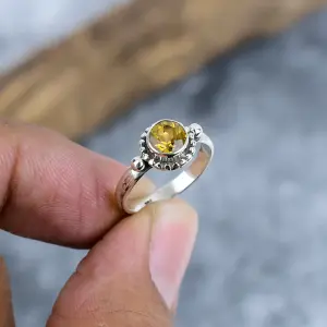Nakshmart Natural Citrine Statement Ring in 925 Sterling Silver