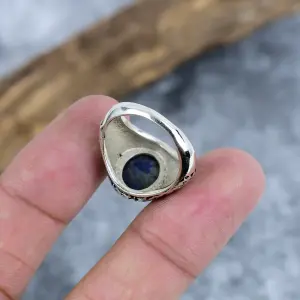Nakshmart Natural Lapis Lazuli 925 Sterling Silver Statement Ring