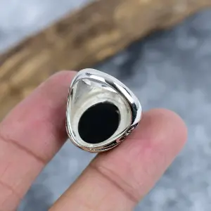 Natural Black Spinel Statement Ring in 925 Sterling Silver Bezel