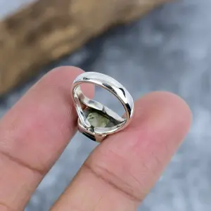 Natural Tsavorite Bezel Set Statement Ring in 925 Sterling Silver