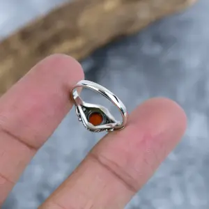 Nakshmart Natural Carnelian Statement Ring in 925 Sterling Silver