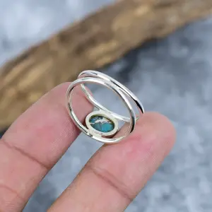 Nakshmart Copper Blue Turquoise 925 Sterling Silver Statement Ring
