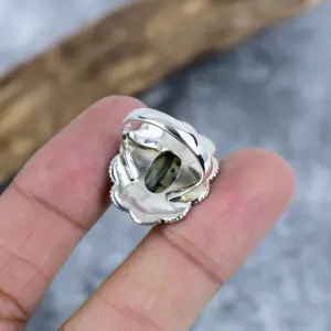 Nakshmart Natural Labradorite Statement Ring in 925 Sterling Silver