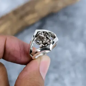 Nakshmart 925 Sterling Silver Lord Ganesh Statement Ring