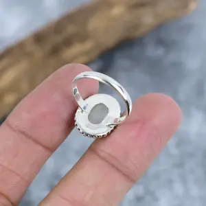 Nakshmart Rainbow Moonstone Statement Ring in 925 Sterling Silver