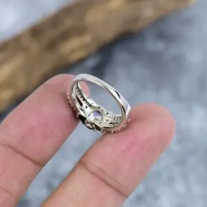 Nakshmart Natural White Topaz Statement Ring in 925 Sterling Silver
