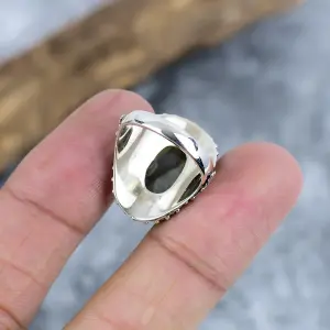 Nakshmart Natural Labradorite 925 Sterling Silver Statement Ring