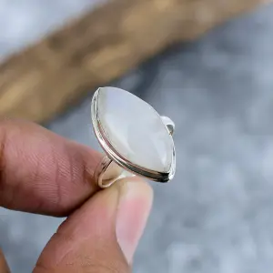 Natural Rainbow Moonstone 925 Sterling Silver Statement Ring