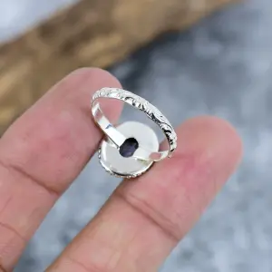 Natural Tanzanite 925 Sterling Silver Bezel Statement Ring