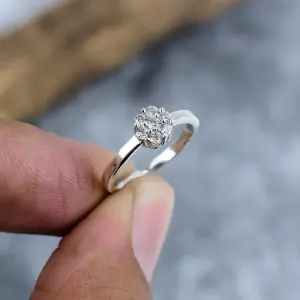 Nakshmart Natural White Topaz Bezel Statement Ring in 925 Silver