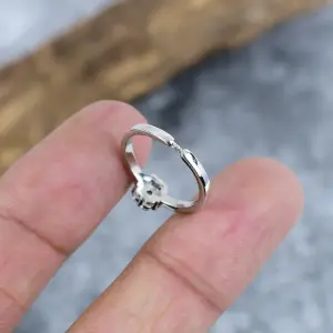 Nakshmart Natural White Topaz Bezel Statement Ring in 925 Silver