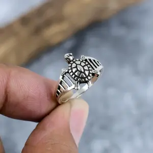 Nakshmart 925 Sterling Silver Natural Tortoise Statement Ring