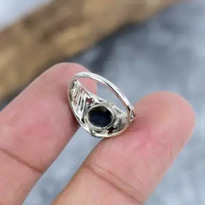 Handcrafted Natural Lapis Lazuli Bezel Set 925 Silver Statement Ring