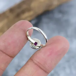 Nakshmart Natural Kashmir Red Ruby Statement Ring 925 Sterling Silver