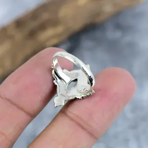 Nakshmart Natural White Topaz 925 Sterling Silver Statement Ring