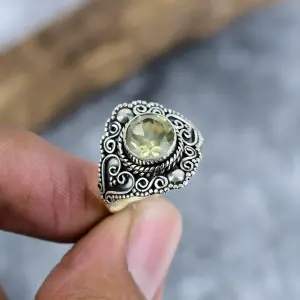 Nakshmart Natural Citrine Statement Ring in 925 Sterling Silver