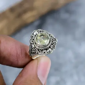 Natural Citrine Statement Ring in 925 Sterling Silver Bezel Setting
