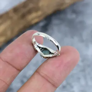 Nakshmart Natural Caribbean Larimar Statement Ring in 925 Silver