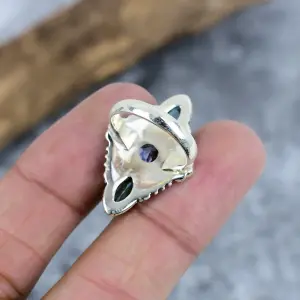 Nakshmart Natural Blue Topaz Bezel Statement Ring 925 Sterling Silver