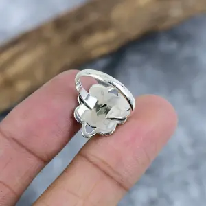 Nakshmart Natural Peridot 925 Sterling Silver Bezel Statement Ring