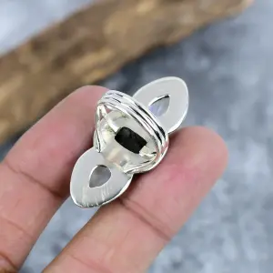 Nakshmart Natural Moonstone Statement Ring 925 Sterling Silver