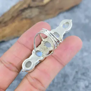 Nakshmart Natural Moon Stone 925 Sterling Silver Statement Ring