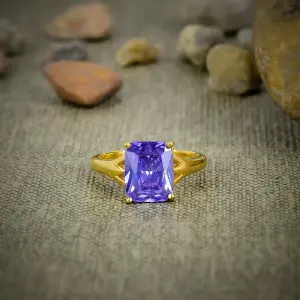 Natural Sage Amethyst Statement Ring in 925 Sterling Silver
