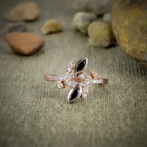 Nakshmart Black Spinel Statement Ring in 925 Sterling Silver