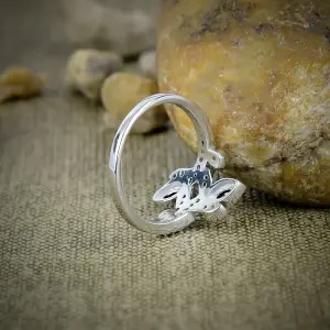 Nakshmart 925 Sterling Silver Black Spinel Bezel Statement Ring
