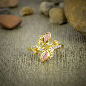 Nakshmart 925 Sterling Silver Pink Kunzite Bezel Statement Ring