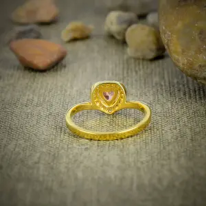 Natural Pink Kunzite Statement Ring in 925 Sterling Silver Bezel