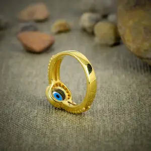 Nakshmart 925 Sterling Silver Evil Eye Bezel Set Statement Ring