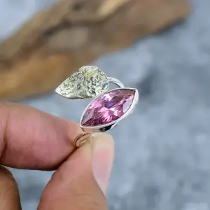 Nakshmart 925 Sterling Silver Lab Ruby Bezel Statement Ring