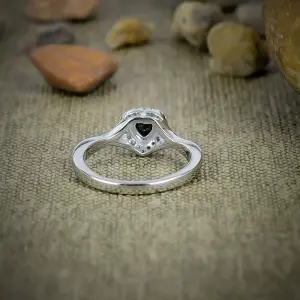 Nakshmart Black Spinel Statement Ring in 925 Sterling Silver