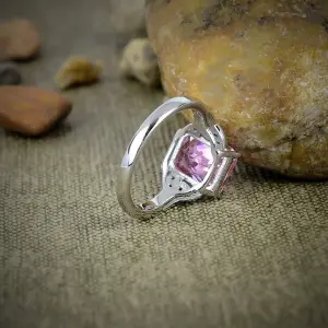 Nakshmart Lab Created Indicolite Bezel Statement Ring in 925 Silver
