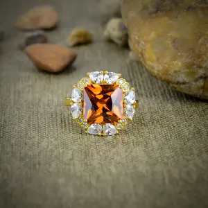 Honey Topaz Statement Ring in 925 Sterling Silver by Nakshmart