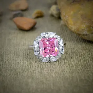 Nakshmart Pink Kunzite 925 Sterling Silver Bezel Statement Ring